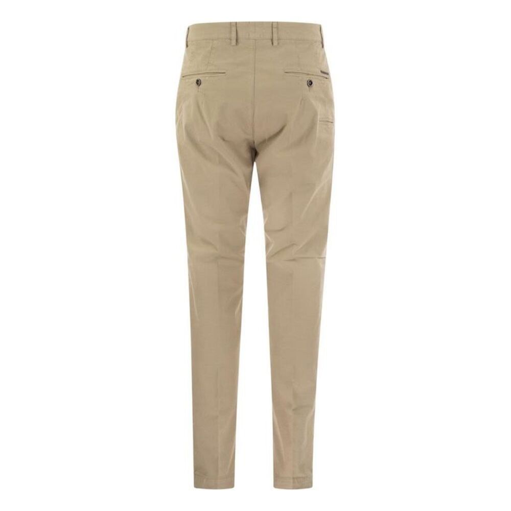 PESERICO Men's Tailored Cotton Twill Trousers Men Beige Pants